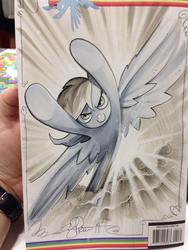Size: 852x1136 | Tagged: safe, artist:andy price, rainbow dash, g4, epic, female, monochrome, solo, traditional art