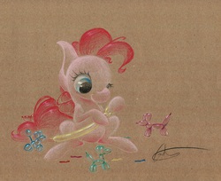 Size: 1280x1046 | Tagged: safe, artist:getchanoodlewet, pinkie pie, g4, balloon, female, solo, traditional art
