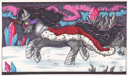 Size: 3188x1911 | Tagged: safe, artist:stormblaze-pegasus, king sombra, pony, unicorn, g4, male, solo, stallion, traditional art