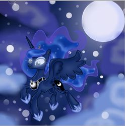 Size: 769x775 | Tagged: safe, artist:kayra, princess luna, g4, female, moon, night, pixiv, solo, stars