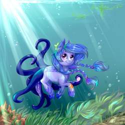 Size: 1600x1600 | Tagged: safe, artist:dearmary, oc, oc only, monster pony, octopony, original species, solo, tentacles, underwater