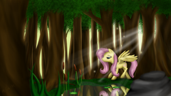 Size: 2000x1125 | Tagged: safe, artist:ariah101, fluttershy, g4, female, forest, solo