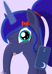 Size: 2480x3508 | Tagged: safe, artist:moonlight-pen, princess luna, g4, female, high res, selfie, solo