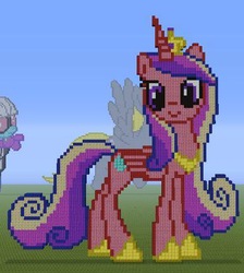 Size: 414x463 | Tagged: safe, derpy hooves, photo finish, princess cadance, alicorn, pegasus, pony, g4, crown, female, folded wings, jewelry, mare, minecraft, minecraft pixel art, pixel art, regalia, spread wings, sunglasses, video game, wings