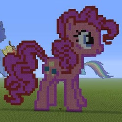 Size: 422x423 | Tagged: safe, pinkie pie, g4, minecraft, minecraft pixel art, pixel art