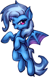 Size: 900x1419 | Tagged: dead source, safe, artist:pyoo-kee-pony, trixie, bat pony, pony, g4, female, mare, race swap, simple background, solo, transparent background