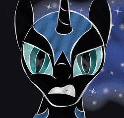 Size: 1366x1300 | Tagged: safe, nightmare moon, alicorn, pony, g4, angry, bust, chalk, female, looking at you, mare, solo