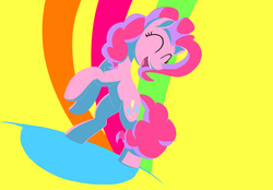 Size: 5775x4021 | Tagged: safe, artist:otakuap, pinkie pie, earth pony, pony, g4, absurd resolution, bipedal, bright, colorful, eyes closed, eyestrain warning, female, happy, needs more saturation, open mouth, smiling, solo