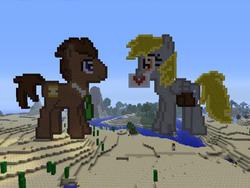 Size: 640x480 | Tagged: safe, derpy hooves, doctor whooves, time turner, pegasus, pony, g4, female, mare, minecraft, minecraft pixel art, pixel art