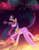 Size: 1615x2090 | Tagged: safe, artist:okapifeathers, twilight sparkle, alicorn, pony, g4, big crown thingy, female, flying, hoof shoes, jewelry, mare, older, peytral, regalia, solo, space, twilight sparkle (alicorn)