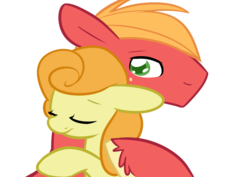 Size: 1150x812 | Tagged: safe, artist:selective-yellow, big macintosh, carrot top, golden harvest, earth pony, pony, g4, crack shipping, cute, cutie top, daaaaaaaaaaaw, male, ship:carrotmac, shipping, simple background, stallion, straight, transparent background
