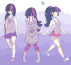 Size: 2200x2000 | Tagged: safe, artist:applestems, twilight sparkle, human, g4, boots, clothes, high res, humanized, scarf, socks, striped socks