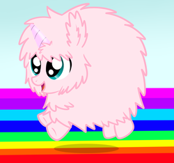Size: 1949x1825 | Tagged: safe, artist:mishti14, oc, oc only, oc:fluffle puff, pink fluffy unicorns dancing on rainbows, rainbow, solo