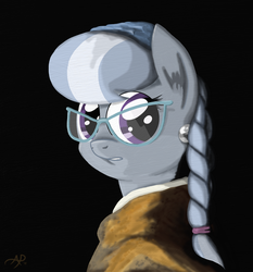 Size: 1920x2064 | Tagged: safe, artist:sgtgarand, silver spoon, g4, earring, female, fine art parody, girl with a pearl earring, glasses, johannes vermeer, portrait, solo, style emulation
