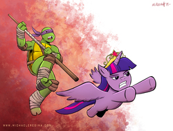 Size: 1000x755 | Tagged: safe, artist:mregina, twilight sparkle, alicorn, pony, g4, crossover, donatello, female, mare, teenage mutant ninja turtles, tmnt 2012, twilight sparkle (alicorn)