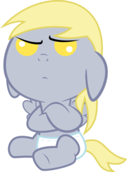 Size: 6000x8128 | Tagged: safe, artist:sir-teutonic-knight, derpy hooves, pony, g4, absurd resolution, baby, baby pony, cute, derpabetes, diaper, female, filly, foal, simple background, solo, transparent background, unamused, vector