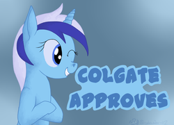 Size: 712x512 | Tagged: safe, artist:shadowstar-12, minuette, pony, unicorn, g4, approves, female, solo, wink