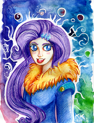 Size: 952x1237 | Tagged: safe, artist:haifischmaedchen, rarity, human, g4, female, humanized, solo, traditional art