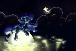 Size: 4500x3000 | Tagged: safe, artist:solipsus, princess luna, g4, female, high res, night, solo, stars, tangible heavenly object