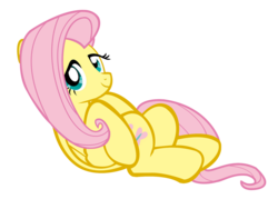 Size: 2400x1800 | Tagged: safe, artist:kuren247, fluttershy, g4, cute, female, looking at you, on back, simple background, smiling, solo, transparent background, vector