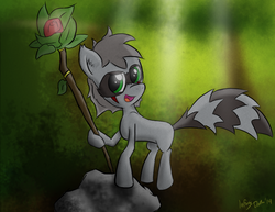 Size: 2511x1936 | Tagged: safe, artist:infinitydash, oc, oc only, oc:kiba, oc:kiba bloodfang, oc:kiba of the leaves, blank flank, digital art, digital painting, forest, request, requested art, rose