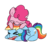 Size: 1500x1392 | Tagged: safe, artist:ramott, pinkie pie, rainbow dash, pony, g4, ><, duo, eyes closed, female, nom, simple background, transparent background