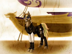 Size: 1600x1200 | Tagged: safe, artist:chickenwhite, oc, oc only, airship, clothes, goggles, solo, steampunk