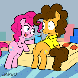 Size: 1000x1000 | Tagged: safe, artist:empyu, cheese sandwich, pinkie pie, g4, duo