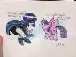 Size: 1024x768 | Tagged: safe, artist:katie cook, twilight sparkle, alicorn, pony, g4, female, mare, raven (dc comics), tara strong, teen titans, traditional art, twilight sparkle (alicorn), voice actor joke