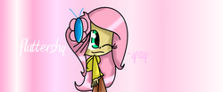 Size: 1340x551 | Tagged: safe, artist:abbymaethecat, fluttershy, human, g4, female, humanized, solo