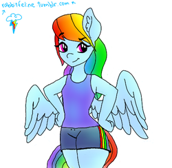 Size: 454x444 | Tagged: safe, artist:bunnycat, rainbow dash, anthro, g4, female, solo