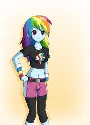 Size: 550x770 | Tagged: safe, artist:lilnanny, rainbow dash, human, equestria girls, g4, belly button, female, humanized, midriff, pony coloring, solo