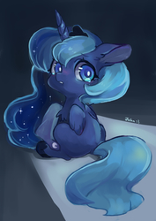 Size: 2952x4169 | Tagged: safe, artist:akamei, princess luna, g4, chibi, cute, female, filly, pixiv, solo, woona