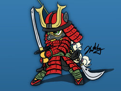 Size: 1024x768 | Tagged: safe, artist:hotdog, applejack, earth pony, semi-anthro, g4, armor, female, katana, samurai, samurai applejack, solo, sword, weapon