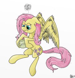 Size: 800x825 | Tagged: safe, artist:lordjeremy55, fluttershy, g4, coffee, coffee mug, female, morning ponies, simple background, solo, tired