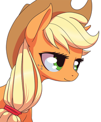 Size: 500x600 | Tagged: safe, artist:stoic5, applejack, earth pony, pony, g4, female, freckles, hat, mare, portrait, simple background, solo, white background