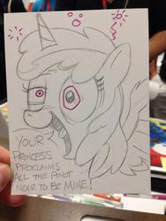 Size: 852x1136 | Tagged: safe, artist:andypriceart, berry punch, berryshine, alicorn, pony, g4, alcohol, andy you magnificent bastard, berrycorn, drunk, female, mismatched eyes, open mouth, pinot noir (wine), race swap, smiling, solo, traditional art, wine