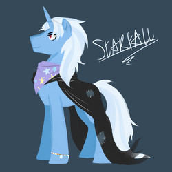 Size: 3000x3000 | Tagged: safe, artist:kianamai, oc, oc only, oc:starfall, pony, unicorn, cape, clothes, high res, male, next generation, offspring, parent:trixie, parent:unnamed oc, parents:canon x oc, simple background, solo, stallion
