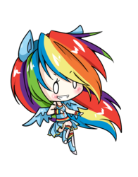 Size: 550x700 | Tagged: safe, artist:kumaikyu, rainbow dash, human, g4, chibi, eared humanization, female, humanized, solo, winged humanization