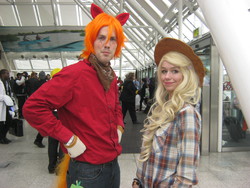 Size: 1600x1200 | Tagged: safe, artist:robukun, applejack, big macintosh, human, g4, cosplay, irl, irl human, photo