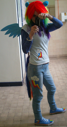 Size: 1281x2425 | Tagged: safe, artist:kittyfarilltz, rainbow dash, human, g4, cosplay, irl, irl human, photo