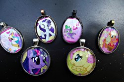 Size: 960x637 | Tagged: safe, artist:deziuntamed, applejack, fluttershy, princess celestia, rarity, spike, twilight sparkle, g4, craft, pendant