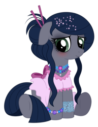 Size: 1862x2418 | Tagged: safe, artist:reitanna-seishin, oc, oc only, oc:minkie pie, blushing, bracelet, clothes, dress, necklace, simple background, solo, transparent background, vector