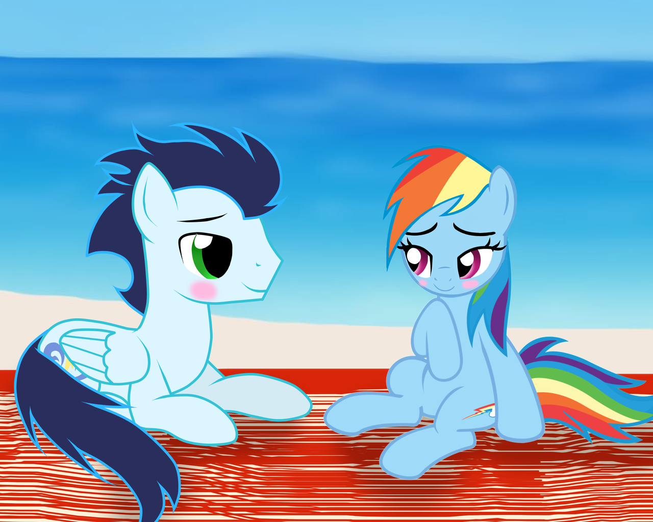 safe, artist:rulette, <b>rainbow</b> <b>dash</b>, <b>soarin</b>&#39;, blushing, female, male...