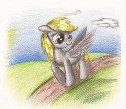 Size: 1559x1348 | Tagged: safe, artist:markk-n-viacka, derpy hooves, pegasus, pony, g4, female, mare, solo, traditional art