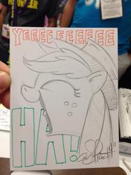 Size: 768x1024 | Tagged: safe, artist:andypriceart, applejack, g4, female, little tongue, solo, traditional art