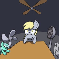 Size: 2000x2000 | Tagged: safe, artist:manicpanda, derpy hooves, pegasus, pony, g4, fan, female, high res, lyra plushie, mare