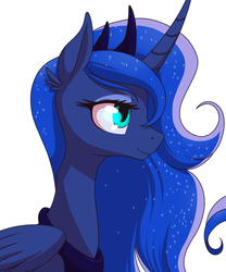 Size: 500x600 | Tagged: safe, artist:stoic5, princess luna, alicorn, pony, g4, bedroom eyes, female, mare, portrait, simple background, smiling, solo, white background