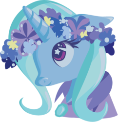 Size: 475x491 | Tagged: safe, artist:lionsca, trixie, pony, unicorn, g4, bust, female, floppy ears, floral head wreath, hooves, horn, lineless, mare, portrait, profile, simple background, solo, transparent background