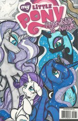 Size: 1024x1593 | Tagged: safe, artist:ponygoddess, nightmare moon, nightmare rarity, princess luna, rarity, g4, cover art, duality, i can't believe it's not idw, nightmare grayity